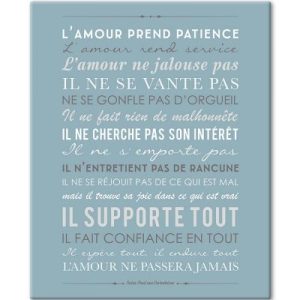 achetez Tableau Saint Paul Apôtre aux Corinthiens bleu glacier (33 x 41 cm) Mes Mots Déco au meilleur prix en promo
