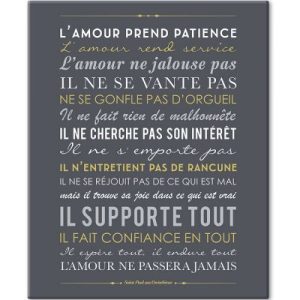 achetez Tableau Saint Paul Apôtre aux Corinthiens gris ardoise (33 x 41 cm) Mes Mots Déco au meilleur prix en promo