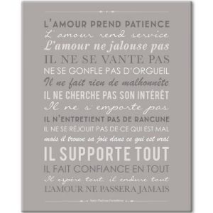 achetez Tableau Saint Paul Apôtre aux Corinthiens gris galet (33 x 41 cm) Mes Mots Déco au meilleur prix en promo