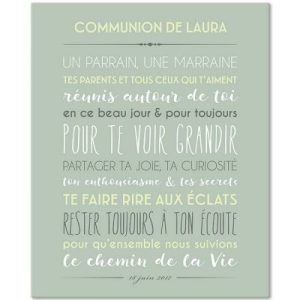 achetez Tableau religieux Jolie cérémonie fond vert céladon personnalisable (33 x 41 cm) Mes Mots Déco au meilleur prix en promo