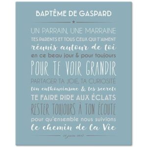 achetez Tableau religieux Jolie cérémonie personnalisable fond bleu glacier (33 x 41 cm) Mes Mots Déco au meilleur prix en promo