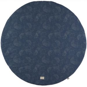 achetez Tapis de jeu rond Full Moon coton bio Gold bubble Night blue (105 cm) Nobodinoz au meilleur prix en promo