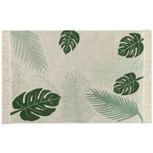 achetez Tapis lavable Tropical Green sur fond écru (140 x 200 cm) Lorena Canals au meilleur prix en promo