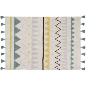 achetez Tapis lavable azteca naturel vintage bleu (140 x 200 cm) Lorena Canals au meilleur prix en promo