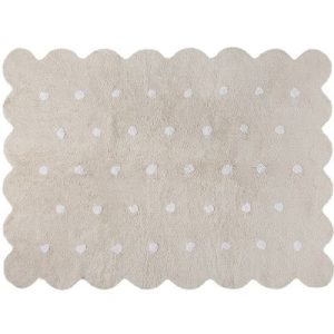 achetez Tapis lavable biscuit beige à pois (120 x 160 cm) Lorena Canals au meilleur prix en promo
