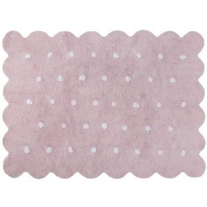 achetez Tapis lavable biscuit rose à pois (120 x 160 cm) Lorena Canals au meilleur prix en promo