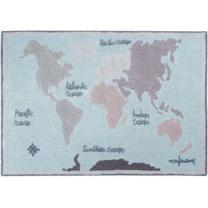 achetez Tapis lavable carte du monde (140 x 200 cm) Lorena Canals au meilleur prix en promo