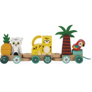 achetez Train d'activités tropical à tirer en bois Tropik Janod au meilleur prix en promo